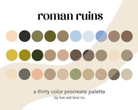 Procreate Palettes, Procreate Color Palettes, Color Palette Procreate, Tropical Trees, Procreate Color Palette, Roman Ruins, Cotton Candy Sky, Tropical Tree, Live Oak