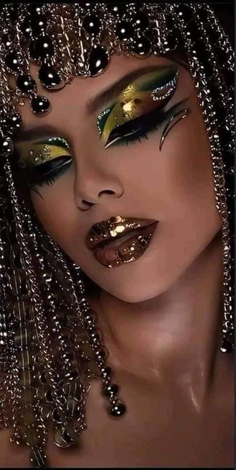 High Fashion Makeup Editorial, Egyptian Eye Makeup, Cleopatra Makeup, Exotic Makeup, Egyptian Makeup, Extreme Makeup, Drag Make-up, Drag Queen Makeup, Creepy Halloween Makeup