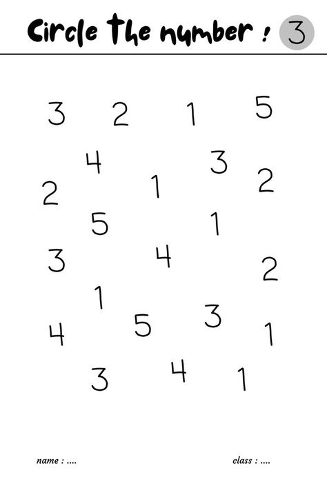 Circle The Number Number 3 Worksheet, Preschool Pictures, Number Three, Leaf Bowls, Number Worksheets, Math Activities Preschool, A Pencil, Number 3, Math Activities