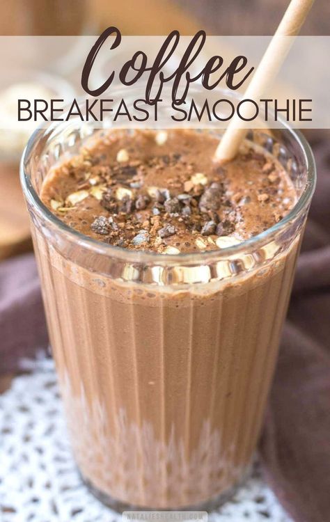 Thick and creamy, with a coffee kick, this Coffee Smoothie will surely energize you. It's packed with natural sweetness, hearty oats, and dark chocolate flavor. Coffee Breakfast Smoothie, Coffee Smoothie Recipes, Mocha Smoothie, Smoothie Recipes Healthy Breakfast, Smoothie Drink Recipes, Coffee Smoothie, Smoothie Detox, Protein Shake Recipes, Easy Smoothie Recipes