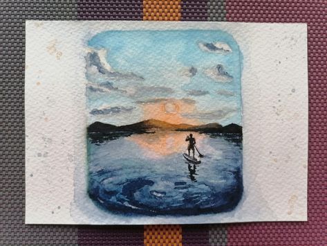 Watercolour card, paddle board, summer, traveling Watercolour Card, Paddle Board, Watercolor Cards, Paddle Boarding, I Card, Art Projects, Quick Saves, Art