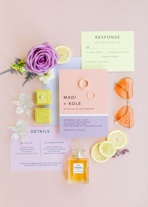 Vibrant and Pastel Greenhouse Wedding | Junebug Weddings Vibrant Pastel Wedding, Retro Spring Wedding, Vibrant Wedding Invitations, Vibrant Pastel Color Palettes, Colourful Wedding Ideas, Pastel Wedding Invites, Spring Wedding Invites, Wedding Invitations Colorful, Colourful Wedding Invitations