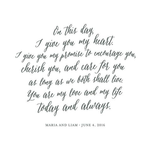 Your Vows as an Art Print by Minted for Minted Wedding Vow Artwork, Simple Wedding Vows, Vows To Husband, Vows For Him, Wedding Vows Quotes, Romantic Wedding Vows, Vows Quotes, Best Wedding Vows, Wedding Vow Art