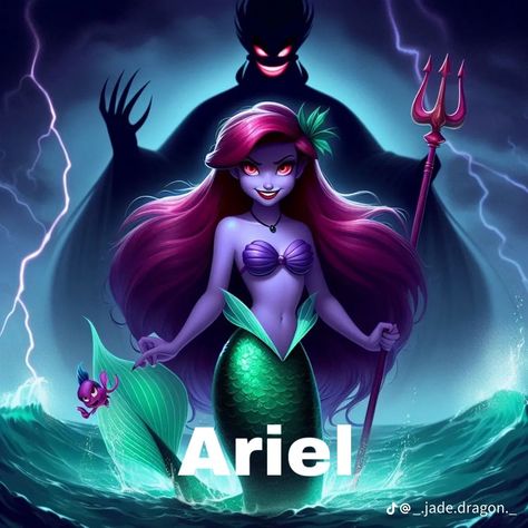 Dark Ariel, Dark Disney Art Twisted Princesses, Goth Ariel, Bad Disney Princess Dark Side, Disney Evil Queen Art, Wallpaper Status, Emo Disney Princess, Evil Disney Princesses, Gothic Disney Princesses