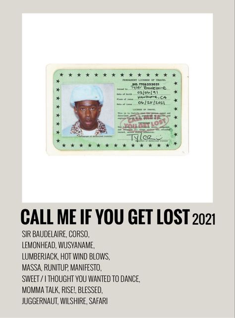 Tyler The Creator Songs, Get Lost, Lost Poster, Rap Album Covers, Music Cover Photos, Minimalist Music, Music Poster Ideas, Vintage Music Posters, Cool Album Covers