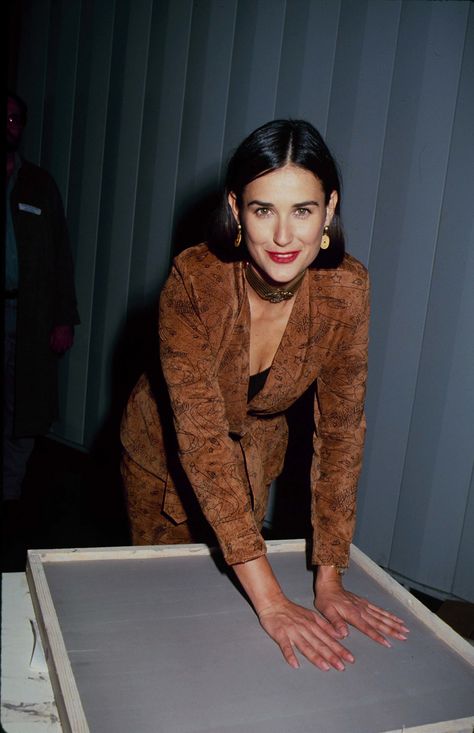 Demi Moore's Beauty Evolution, From Short Hair to Buzz Cuts to Super Star Lengths Dramatic Classic, Creative Portrait Photography, Long Dark Hair, Female Profile, Demi Moore, Celebrity Babies, Vogue Magazine, Celebrity Art, Runway Models