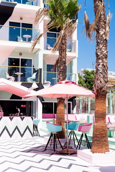 Like what you see? Follow @PrincessEscapes on Pinterest for more! 😊🚙 Wiki Woo Ibiza, Ibiza Itinerary, Barbie Hotel, Boutique Hotel Ideas, Resort Planning, Poolside Vibes, Moxy Hotel, Beach Porch, Retro Hotel