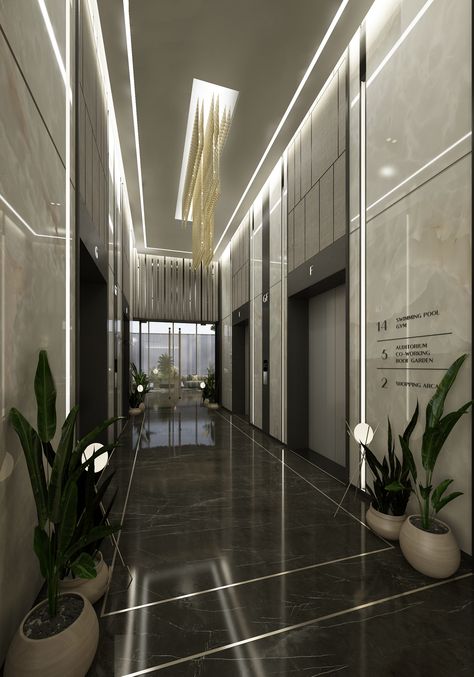 Apartment lift lobby :: Behance Apartment Lift Lobby Design, Building Entrance Lobby Design, Lift Lobby Design Residential, Lobbies Interior Design, Luxury Lobby Interior Design, Entrance Lobby Design Residential, Alternative Apartment, Residential Lobby Interior, Apartment Lobby Interior Design