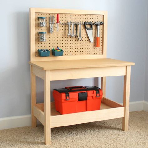 This Kids Workbench is one of my favorite projects for the kids. And it's the perfect DIY present for your up and coming builders. Oh and the plans for it are FREE! It's one of the many free plans I have along with my premium plans over at plans.fixthisbuildthat.com (link in bio ). And my premium plans are all 25%off right now using code "IG25OFF" at checkout. Go pick up some free plans and #treatyoself to a discount on the paid ones. #kidlife #fixthisbuildthat Kids Workbench, Kids Tool Bench, Diy Kids Furniture, Workbench Plans Diy, Tool Bench, Diy Workbench, Diy Bebe, Woodworking Projects For Kids, Workbench Plans