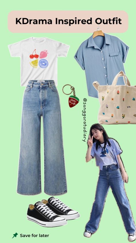 Cheong Ah Shin Eun Soo Twinkling Watermelon Korean Drama Outfit Kembali ke Kampus / College OOTD Twinkling Watermelon Outfits, Kdrama Actress Outfits, Kdrama Outfit Ideas, Kdrama Inspired Outfits, Outfit Ke Kampus, Korean College Outfits, Drama Outfit, College Ootd, Outfit Campus