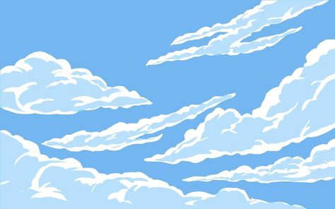 Clouds and Blue Sky Illustration Sky Illustration Cloud, Cloudy Sky Illustration, Blue Sky Drawing, Animated Sky, Sky Animation, Blue Sky Illustration, Atmosphere Drawing, Blue Sky Landscape, Clouds Illustration