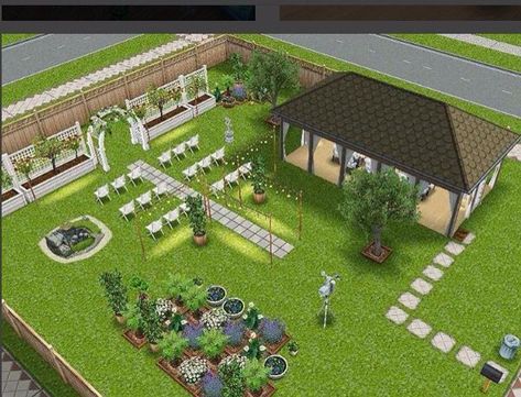 Sims Freeplay Building Ideas, Sims Freeplay Wedding House, Sims Freeplay Garden Ideas, Sims Wedding Venue Ideas, Sims Freeplay House Ideas, Casas The Sims Freeplay, Outdoor Pavillion, Event Venue Design, Event Venue Spaces