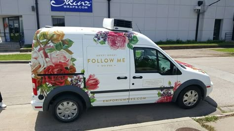 Floral Delivery Van, Vehicle Wraps Ideas, Delivery Van Design, Flower Delivery Van, Van Wrap Design, Trailer Wrap, Flower Van, Auto Wrap, Vinyl Car Wrap