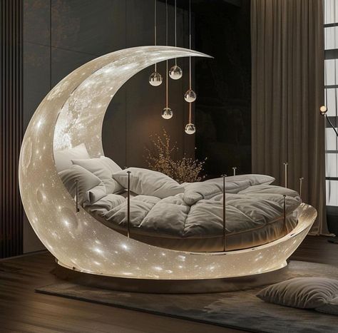 🌙✨ Which one of these dreamy setups is your favorite? Let us know in the comments! 🌌 Follow us @themilkywaydecor for more celestial inspiration and updates on our upcoming space-themed decor collection! 🚀 - - - - - - - Keywords: [ Celestial bedroom inspiration • Space-themed bedroom ideas • Moon and star room decor • Dreamy night sky bedroom • Cosmic home decor • Starry night interior design • Bedroom lighting ideas • Space decor inspiration ] #CelestialBedroom #SpaceDecor #MoonAndStars #Dr... Moon Theme Room Bedroom Ideas, Moon Bedroom Aesthetic, Planet Bedroom Aesthetic, Moon Themed Bedroom Aesthetic, Room Ideas Moon Theme, Aesthetic Outer Space Room Decor, Weird Beds, Celestial Room, Space Themed Bedroom