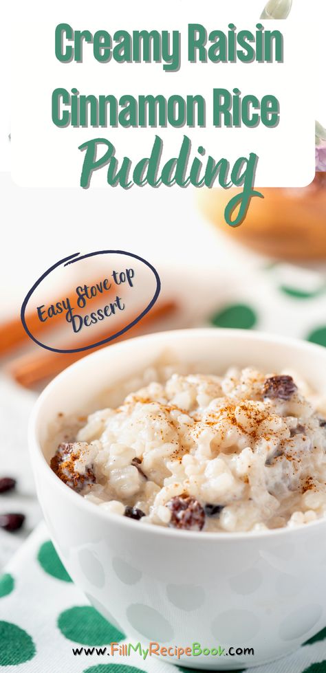 Creamy Raisin Cinnamon Rice Pudding - Fill My Recipe Book Rice Cooker Rice Pudding, Cinnamon Rice Pudding, Crockpot Rice Pudding, Rice Pudding Recipe Easy, Cinnamon Rice, Homemade Rice Pudding, Easy Rice Pudding, Old Fashioned Rice Pudding, Easy Eggnog