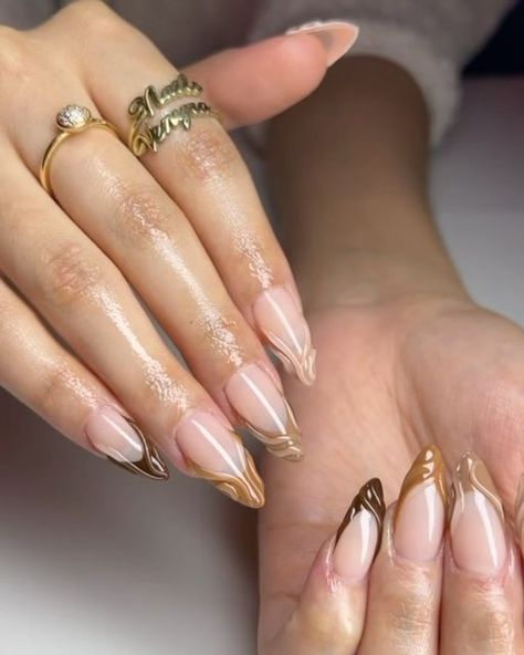 3d Gel French Tips, 3d Line Art Nails, 3d Almond Nail Designs, Almond Nails Designs 3d Gel, Rhinestone Gel Nails, 3d Line Nails, Almond 3d Nails, Simple 3d Nail Designs, 3d Almond Nails