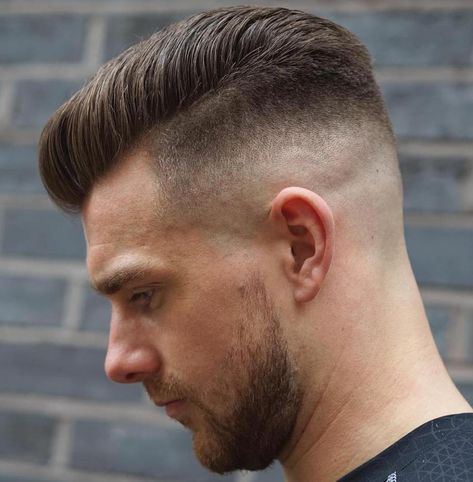 30 Ultra-Cool High Fade Haircuts for Men Fade Long On Top, Skin Fade Pompadour, Skin Fade Hairstyle, High And Tight Haircut, Fade Haircut Styles, Pompadour Haircut, Pompadour Fade, High Fade Haircut, Low Skin Fade