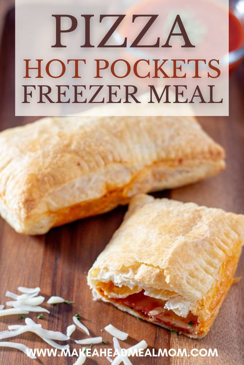 Pizza Hot Pockets, Freezer Lunches, Homemade Pizza Pockets, Homemade Hot Pockets, Puff Pastry Pizza, Pizza Hot, Best Freezer Meals, Freezer Dinners, Freezer Friendly Meals