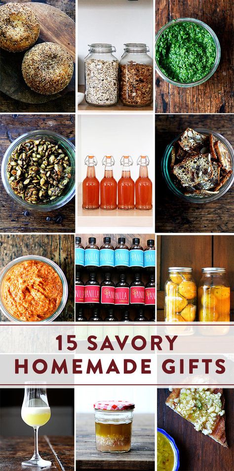 It's never too late to give the gift of something homemade! And while cookies and truffles and fudge all make lovely gifts, sometimes it's fun to change it up and gift something savory. Here are 15 ideas. Savory Food Gifts, Savory Christmas Treats, Homemade Christmas Gifts Food, Holiday Food Ideas, Easy Food Gifts, Best Food Gifts, Edible Christmas Gifts, Diy Food Gifts, Homemade Food Gifts