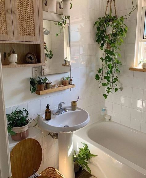 Small Cozy Apartment Bathroom, Studio Apartment Bathroom Ideas, Cozy Boho Bathroom, Bathroom Ideas Rental, Bathroom Ideas No Window, Studio Flat Ideas, Cosy Bathroom Ideas, First House Aesthetic, Aesthetic Small Bathroom