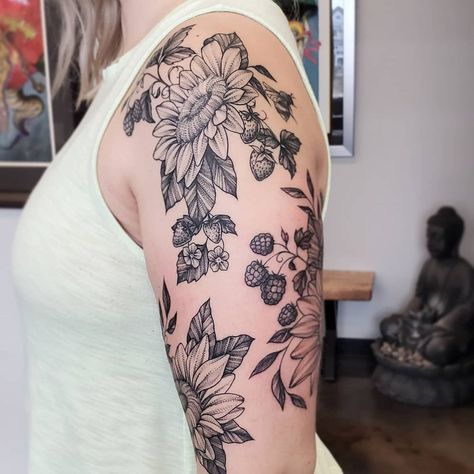 Floral Cluster Tattoo, Geometric Flower Tattoo, Empire Tattoo, Floral Tattoos, Cover Up Tattoo, Geometric Flower, Piercing Tattoo, Tattoo Inspo, Arm Sleeve