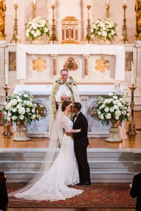 Washington DC Catholic Mass wedding ceremony. #Wedding #WeddingCeremonies #WeddingCeremoniesIdeas #WeddingPhotography Wedding Ceremony Outfit, Church Wedding Photography, Church Aisle, Ceremony Outfit, Interfaith Wedding, Wedding Church Decor, Catholic Wedding Ceremony, Church Wedding Flowers, Church Wedding Ceremony