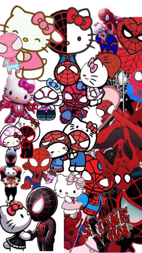 Hello Kitty And Spiderman, Marvel Phone Wallpaper, Whatsapp Wallpapers Hd, Hello Kitty Wallpaper Hd, Hello Kitty Y2k, Pink Wallpaper Hello Kitty, Pretty Wallpaper Ipad, Spiderman Theme, Broken Screen Wallpaper