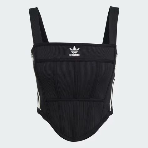 adidas Rib Corset Tank Top - Black | Women's Lifestyle | adidas US Rib Corset, Adidas Clothes, Adidas Outfit Women, Corset Tank Top, Drippy Fits, Black Tank Top Women, E Girl Outfits, Dr Closet, Adidas Tank Top