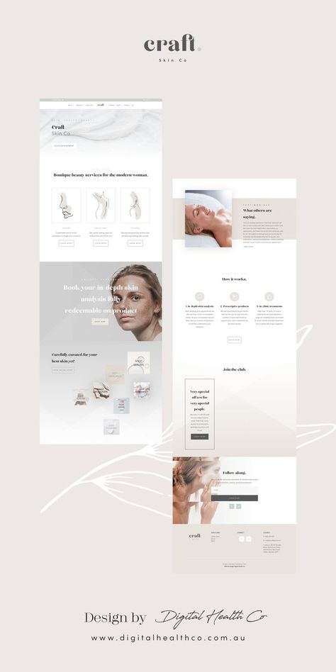 Beauty and skin salon website homepage design Skin Clinic Website, Facial Clinic, Minimalist Boutique, Boutique Beauty Salon, Nail Parlour, Wellness Business, Beauty Clinic, Digital Health, Web Design Tips