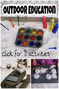 Winter Outdoor Classroom Ideas, Outdoor Inquiry Kindergarten, Winter Outside Activities For Kids, Winter Garden Activities, Snow Activities For Kindergarten, Winter Forest School Activities, Winter Pre K Activities, Outside Winter Activities, Winter Nature Activities