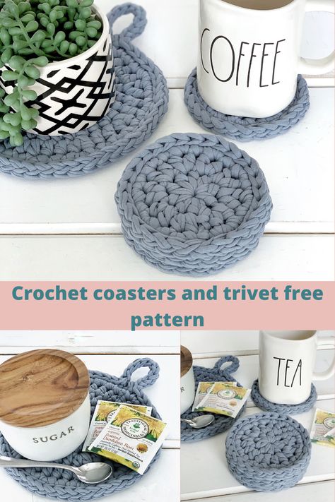 Crochet Trivet, Crochet Cup Coaster, Crocheted Coasters, Crochet Coasters Free Pattern, Crochet Slipper Pattern, Quick Crochet Patterns, Crochet Coaster Pattern, Crochet Coaster, Placemats Patterns