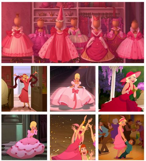 Princess And The Frog Pink Dress, Princess And The Frog Lottie Dress, Lotte From Princess And The Frog, Charlotte Dress Princess And The Frog, Lottie Princess And The Frog Outfits, Lottie Dress Disney, Pink Princess Dress Drawing, Charlotte La Bouff Outfits, The Princess And The Frog Lottie