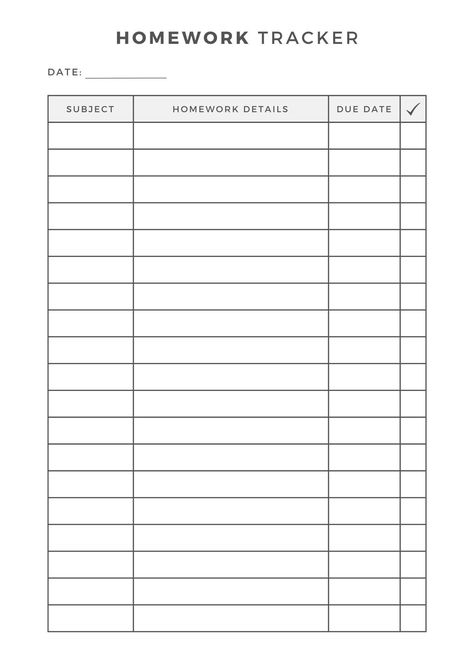 Homework Tracker, Homework Tracker Printable, Homework To Do List, Homework Planner, Homework Log, Homework Organizer, Homework Checklist | Printable Planner For Moms by  Robert Buchanan Homework To Do List Printable, School Planers Ideas, Homework Tracker Template, Homework Tracker Printable Free, Checklist Template Printables, Homework To Do List, Cute Checklist Template, Bullet Journal Homework, Homework For Kids