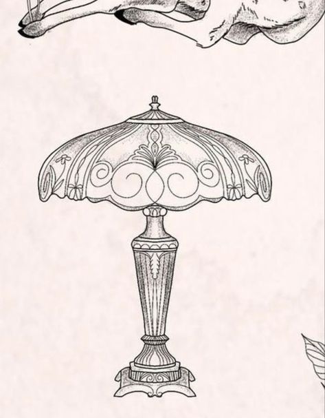 Lamp Illustration Drawing, Vintage Lamp Tattoo, Lamp Drawing, Lamp Tattoo, Vintage Illustration Art, Embroidery Template, Tattoo Art Drawings, Mini Drawings, Anatomy Art