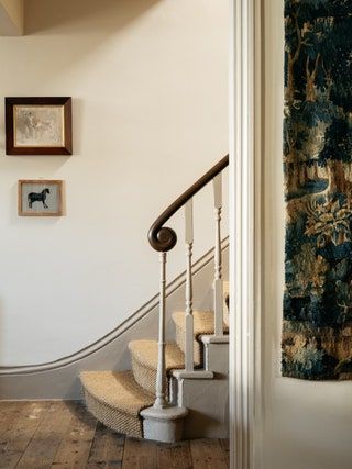 A Victorian terrace in London with the layered, comfortable feel of a country house | House & Garden Modern Victorian Hallway Entrance Halls, Terrace Hallway, Breakfast Room Green, London Stone, Cotswold House, Victorian Dressers, Victorian Hallway, Farrow & Ball, Oval Room Blue