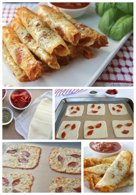 Keto Friendly Pizza Rolls - Moola Saving Mom Mozzarella Pizza Rolls, Mozzarella And Pepperoni Keto, Pepperoni And Mozzarella Roll Ups, Pizza Flavored Recipes, Pepperoni Cheese Roll Ups, Pepperoni Rolls Keto, Mozzarella Slices Recipes, Cheese Roll Ups Keto, Sliced Mozzarella Recipes