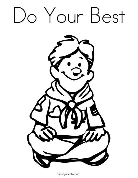 Do Your Best Coloring Page - Twisty Noodle Cub Scout Motto, Cub Scout Law, Boy Scout Law, Boy Scout Crafts, Tiger Scouts, Cub Scouts Tiger, Bear Scouts, People Coloring Pages, Boy Coloring