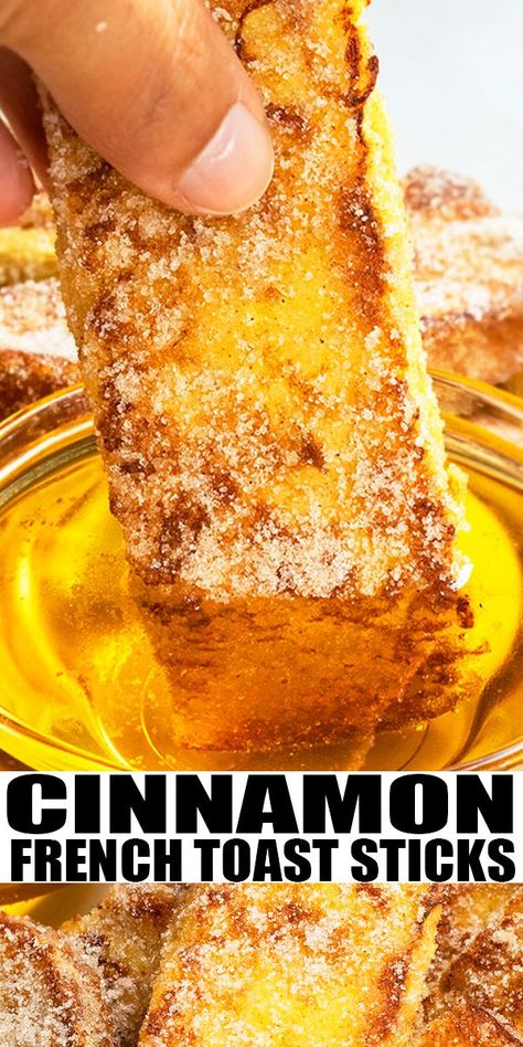 CINNAMON FRENCH TOAST STICKS RECIPE- The best, bite-sized, quick and easy French toast sticks for kids or for a crowd, homemade with simple ingredients. Soft on the inside but firm, crispy, crunchy on the outside. Perfect for breakfast and brunch! Can use regular bread. Can be baked or fried and even stuffed. From CakeWhiz.com #breakfast #brunch #frenchtoast #dessert French Toast Recipe Crispy, French Toast Regular Bread, French Toast With Regular Bread, Easy French Toast Sticks, Cinnamon French Toast Sticks, Easy Cinnamon French Toast, French Toast Sticks Recipe, Easy French Toast, Easy French Toast Recipe