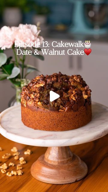 Blender Cake, Date And Walnut Cake, Cake At Home, Date Cake, Dessert Recipies, Eggless Baking, Walnut Cake, Cake Walk, Vanilla Essence