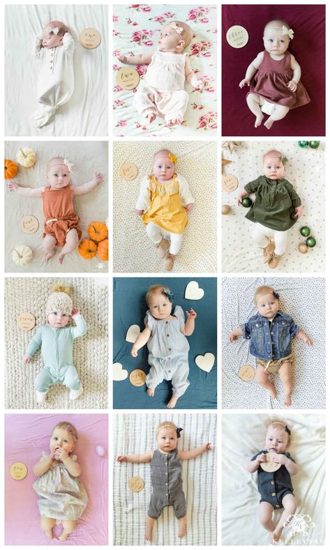 Sibling Monthly Photos, Girl Monthly Milestone Ideas, Monthly Milestone Ideas For Baby Girl, Newborn Monthly Pictures Photo Ideas, Baby Milestones Photo Ideas, Milestones For Babies Photos, Baby Monthly Photo Ideas Creative, Milestones Photo Ideas, Newborn Monthly Pictures