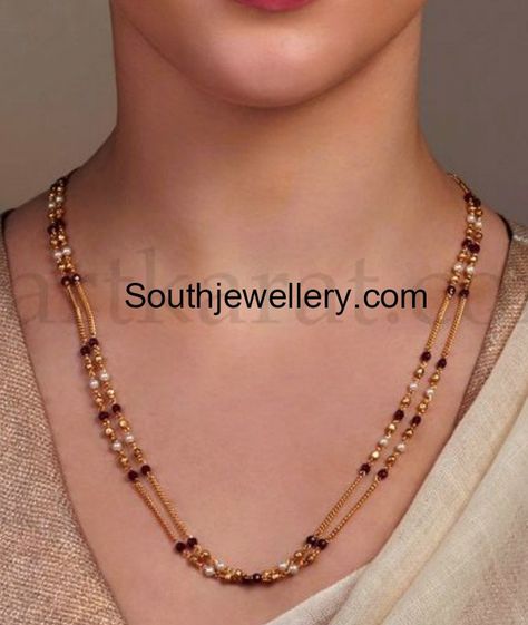 Two Line Simple Black Beads Mangalsutra Chain Simple Black Beads, Bangel Design, Mala Designs, Black Beats, Mangalsutra Chain, Mangalsutra Design, Black Beads Mangalsutra, Black Beads Mangalsutra Design, Bangles Gold