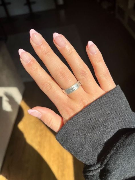 Pink French Tip Nails, Almond Nails Pink, Winter Nail Ideas, Pink Tip Nails, Pink French Tip, Pink French Nails, Baby Pink Nails, Light Pink Nails, French Tip Acrylic Nails