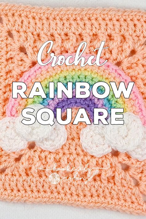 Rainbow Crochet Square, Rainbow Granny Square Crochet Pattern, Pastel Granny Square Blanket, Crochet Rainbow Granny Square, 3d Crochet Granny Squares, Kawaii Granny Square, Pastel Crochet Blanket, Granny Square Amigurumi, Granys Crochet Squares Free Pattern