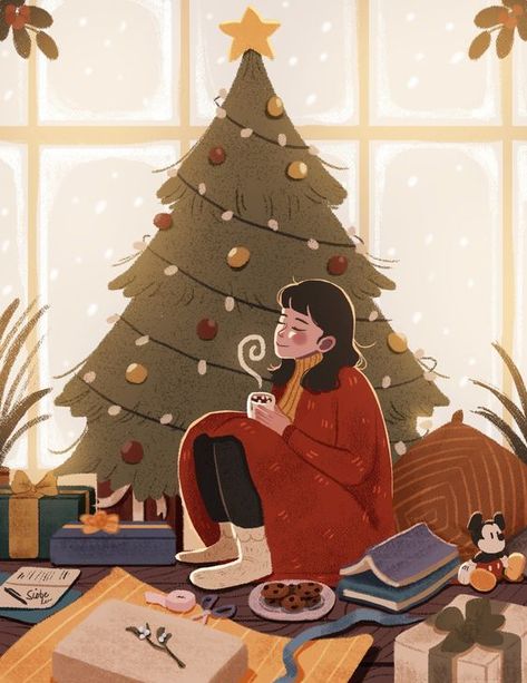 Holiday Mood, Merry Christmas Everyone, Merry Christmas, Christmas Tree, Illustrations, Coffee, Christmas, On Instagram, Art