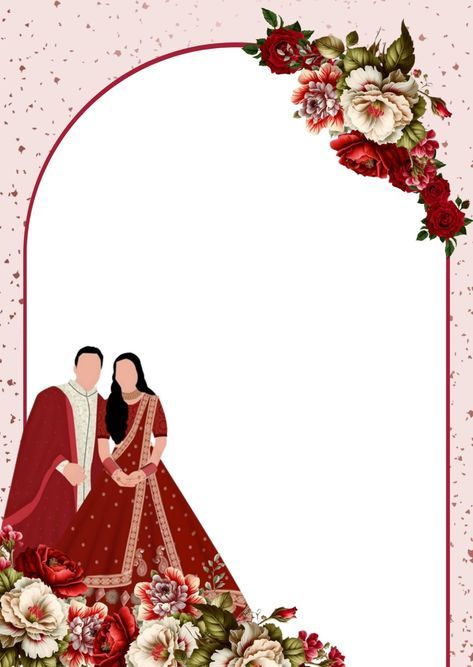 Premium Wedding Invitation, Creative Wedding Invitations Design, Digital Wedding Card, Wedding Cards Images, Wedding Illustration Card, Couple Illustration Wedding, Digital Wedding Invitations Design, Hindu Wedding Invitation Cards, Shadi Card