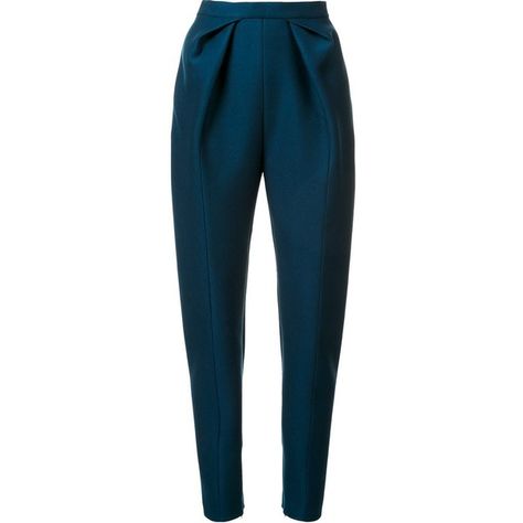 Delpozo high-waisted trousers (€590) found on Polyvore featuring women's fashion, pants, green, high rise trousers, high-waisted pants, pleated trousers, peg leg pants and blue pants Green High Waisted Pants, Pegged Pants, Blue High Waisted Pants, Black Hollywood Glamour, High Waisted Pleated Pants, Peg Pants, Contemporary Costumes, Pants High Waisted, Fashion Tops Blouse