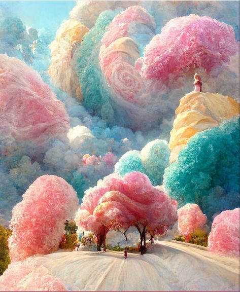 Pastel Surrealism, Candyland Aesthetic, Fantasy Rooms, Cotton Clouds, Color Dream, Adelaide South Australia, Night Scenery, World Of Fantasy, Wake Me