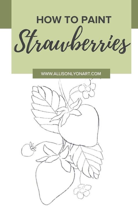 Strawberries Watercolor Painting, How To Paint Strawberries Acrylic, How To Draw A Strawberry Step By Step, Watercolor Strawberry Tutorial, How To Paint A Strawberry, How To Paint Strawberries, How To Draw Strawberries, Strawberry Painting Easy, Paint A Strawberry