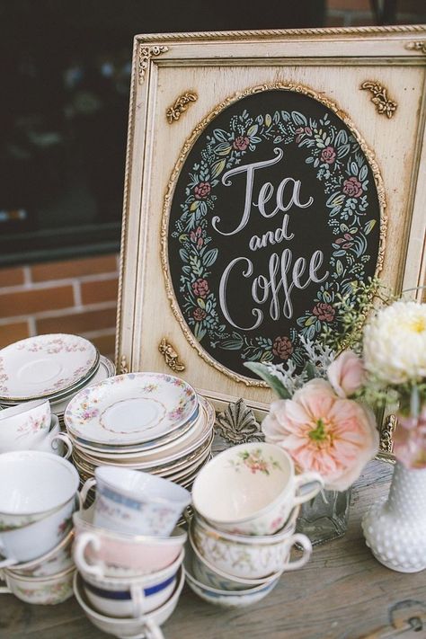 Cha Bar, Tea Party Wedding, Bridal Tea, Vintage Tea Party, Tea Party Bridal Shower, Bridal Shower Tea, Tea Bar, Spring Party, Tea And Coffee