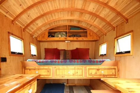 RV’s too expensive? How about a handmade vardo instead? - Tiny House Blog Tuff Shed House, Shed House Interior, Propane Camp Stove, Tuff Shed, Tiny House Blog, Small Cottages, Party Sale, Shepherds Hut, Tiny House Interior